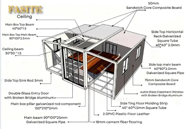 20ft 40ft 2 3 Bedroom Prefab Shipping Container Homes Prebuilt Container House Eco Friendly Solar Powered Compact Customizable