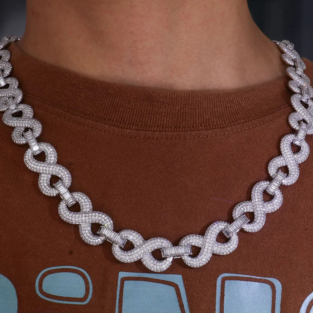 Provence custom 925 Sliver 15mm hip hop cuban link chain iced out lab diamond cuban chain necklace for men rapper party jewelry
