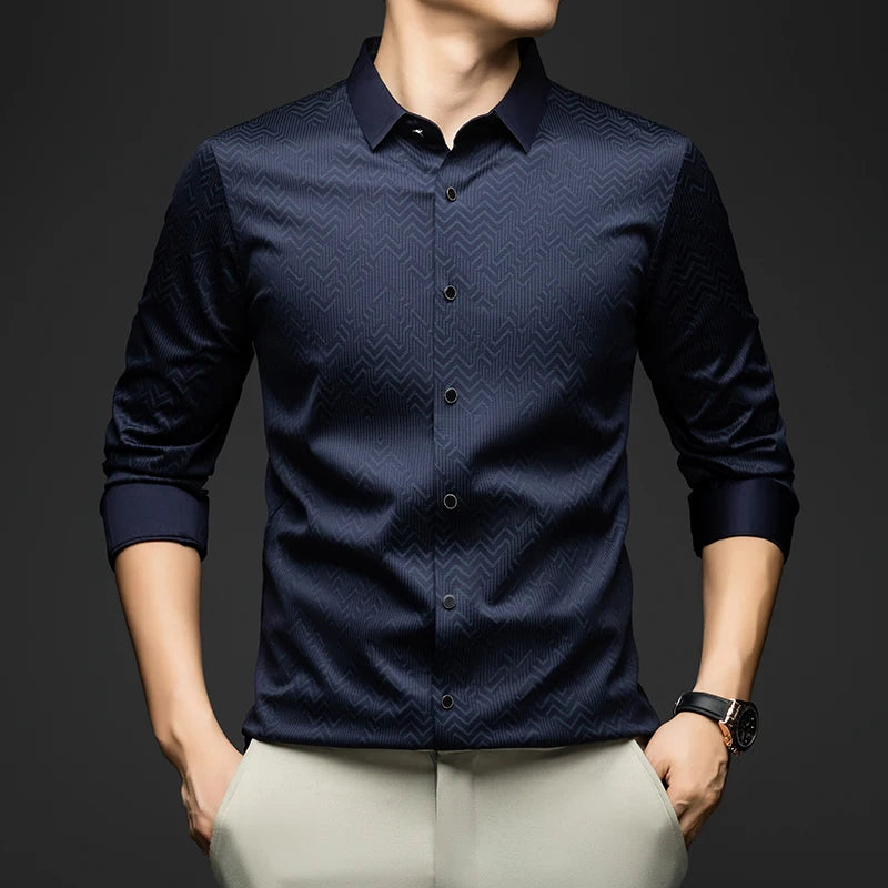 BROWON Men Shirt Long Sleeve Autumn 2025 New Solid Color Casual Luxury Shirt  Man Business Office Slim Shirts for Men Clothes