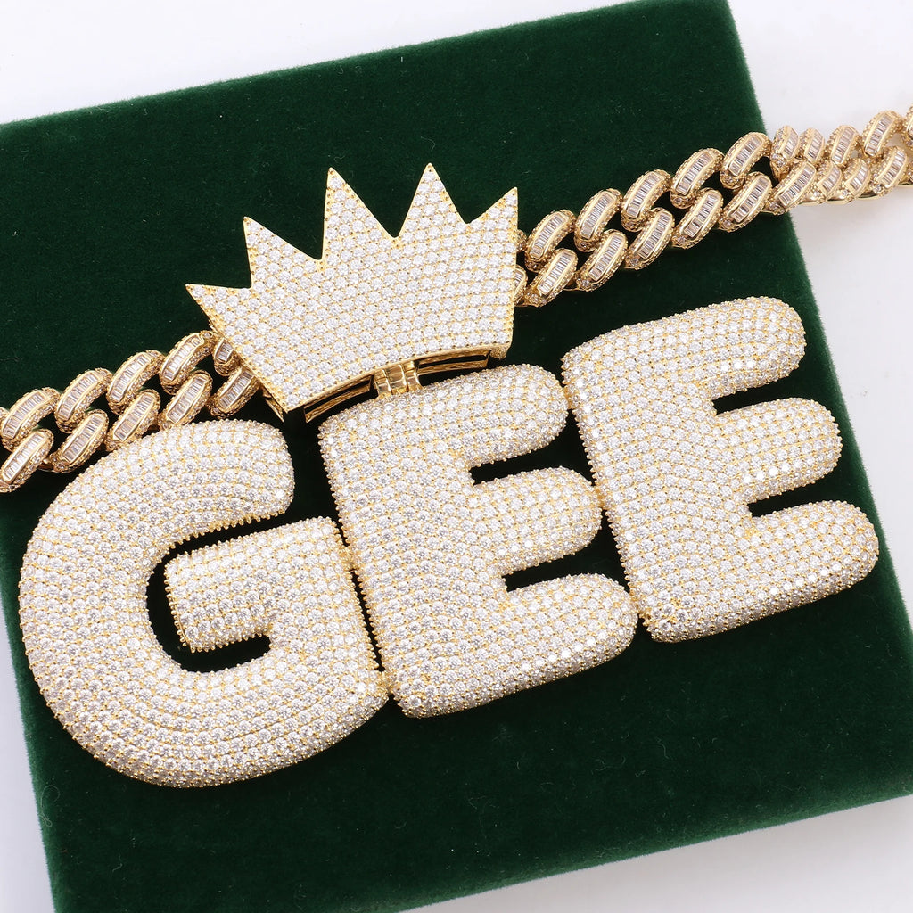 Provence Letter Pendant for Men Moissanite Hip Hop Crown Pendants for Man Miami Rock Custom Fashion Jewelry