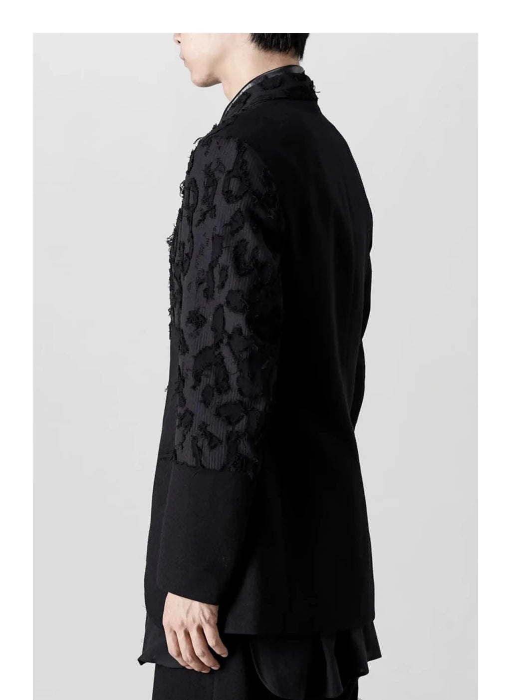 YOJI OOAK Design sense men's patchwork single breasted suit jacket special processing leopard print style 4 button top