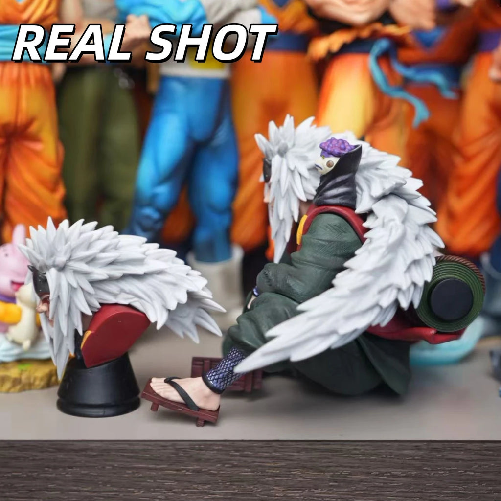 【HY STUDIO】Jiraiya Figure Sitting Pose Naruto Shippuden Anime Model Statue Collectible Toy Gift for Fans Decoration