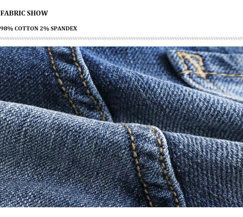 Fashionable new jeans washed with nostalgia, stretchy, slim fit, light blue, men's ripped patch jeans, high street hip-hop pants