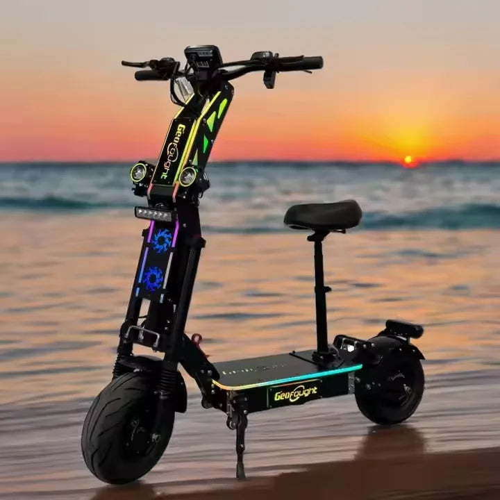 NFC Start 72V 15000W 150A 180A Fast Speed 110-140KM 70-90Mile Electric Scooter 16 Inch Fat Tire E Scooters with Steering Damper