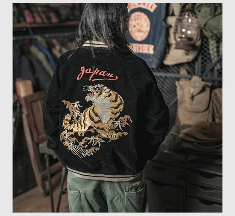 Non Stock Suka Reversible Souvenir Jacket Embroidered Sukajan Baseball Outerwear