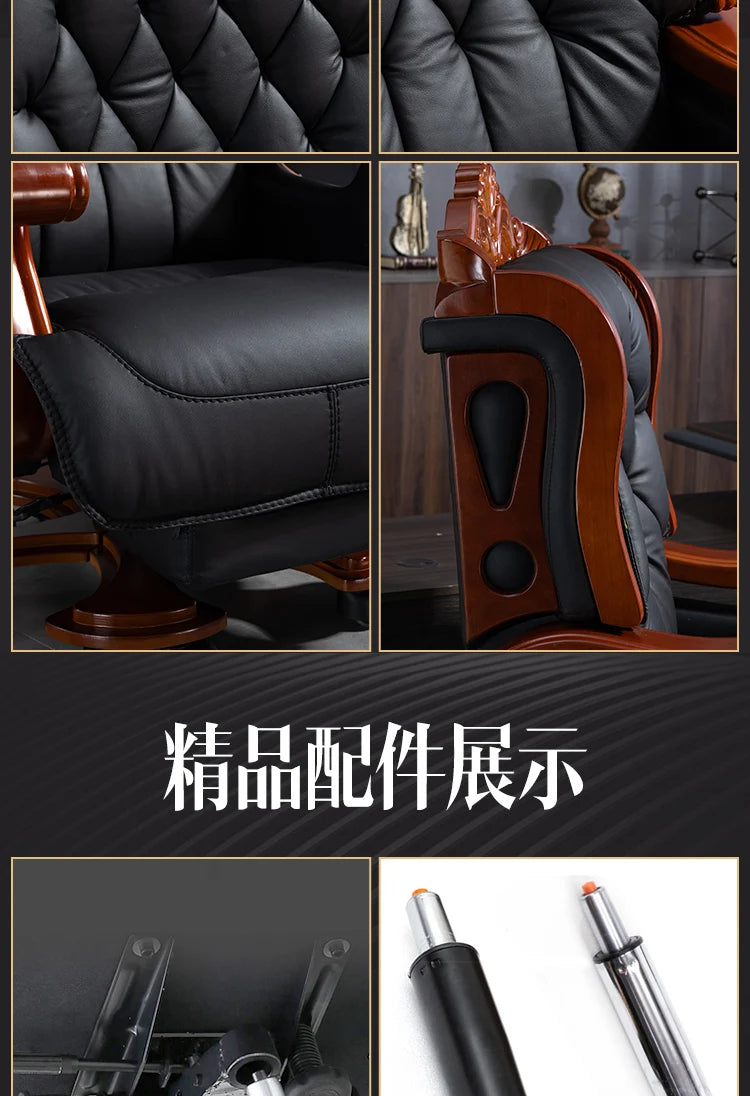 Leather Wheels Office Chair Armrest Ottoman Massage Executive Swivel Chair Comfortable Designer Silla De Escritorio Furniture
