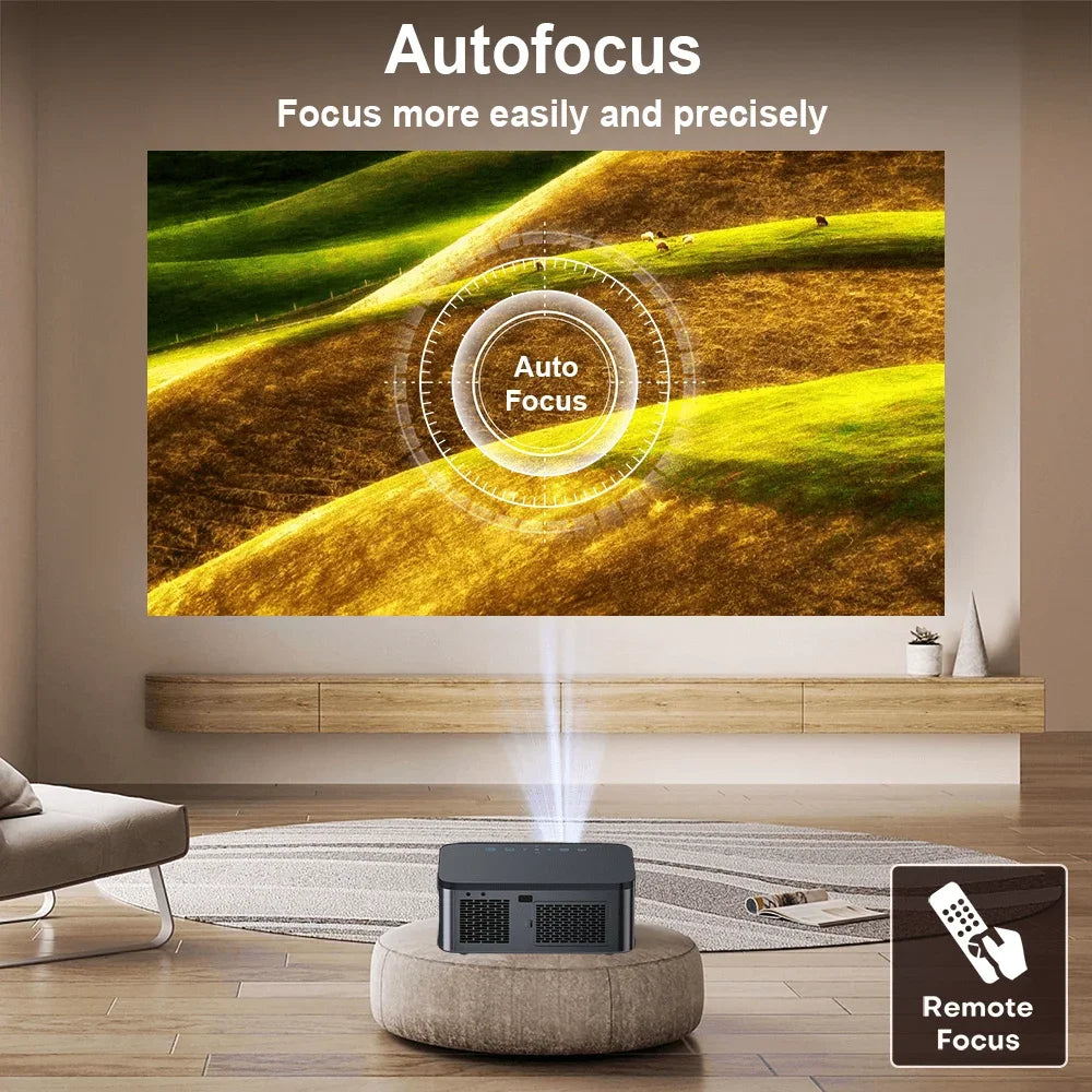 XIWBSY 1000ANSI Android Projector 25000 Lumens 4K AutoFocus/Keystone Projector Office Video Home Theater Portable Beamer Outdoor