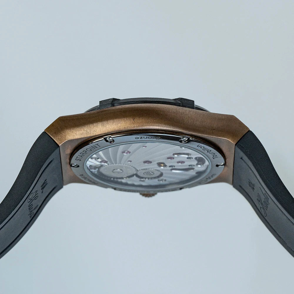 Haofa Manual Tourbillon Movement Watch for man Sapphire Mechanical Bronze Case Carbon Fiber Bezel Mens Watch Day And Night 1915T