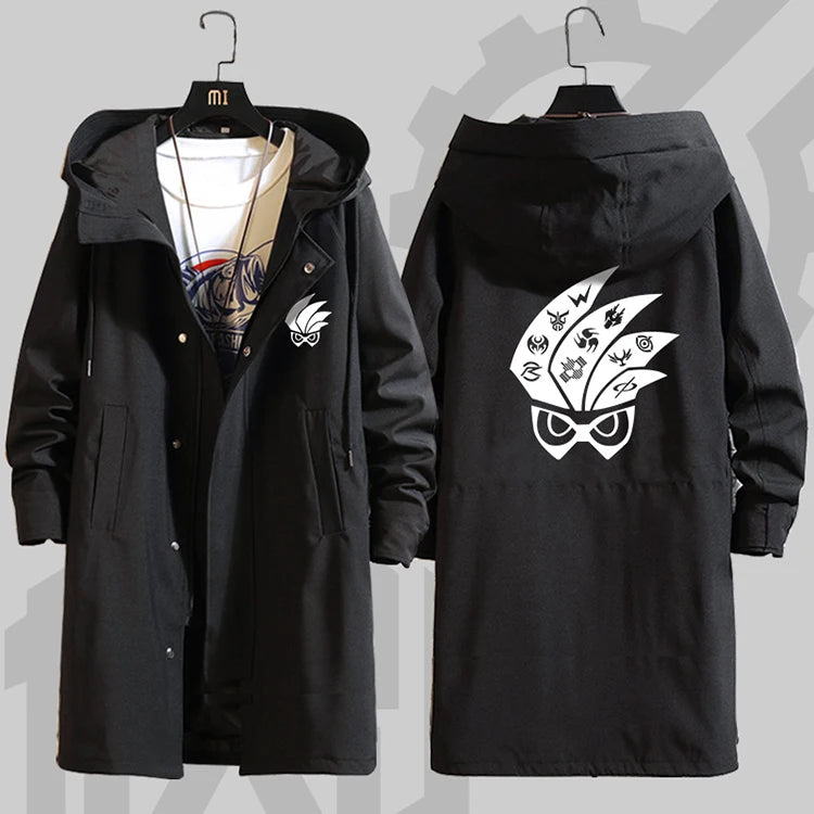 Anime Kamen Rider Printed Zipper Trench Long Coat Jacket Hooded Hoodies Cosplay Men Women Customized Cloaks