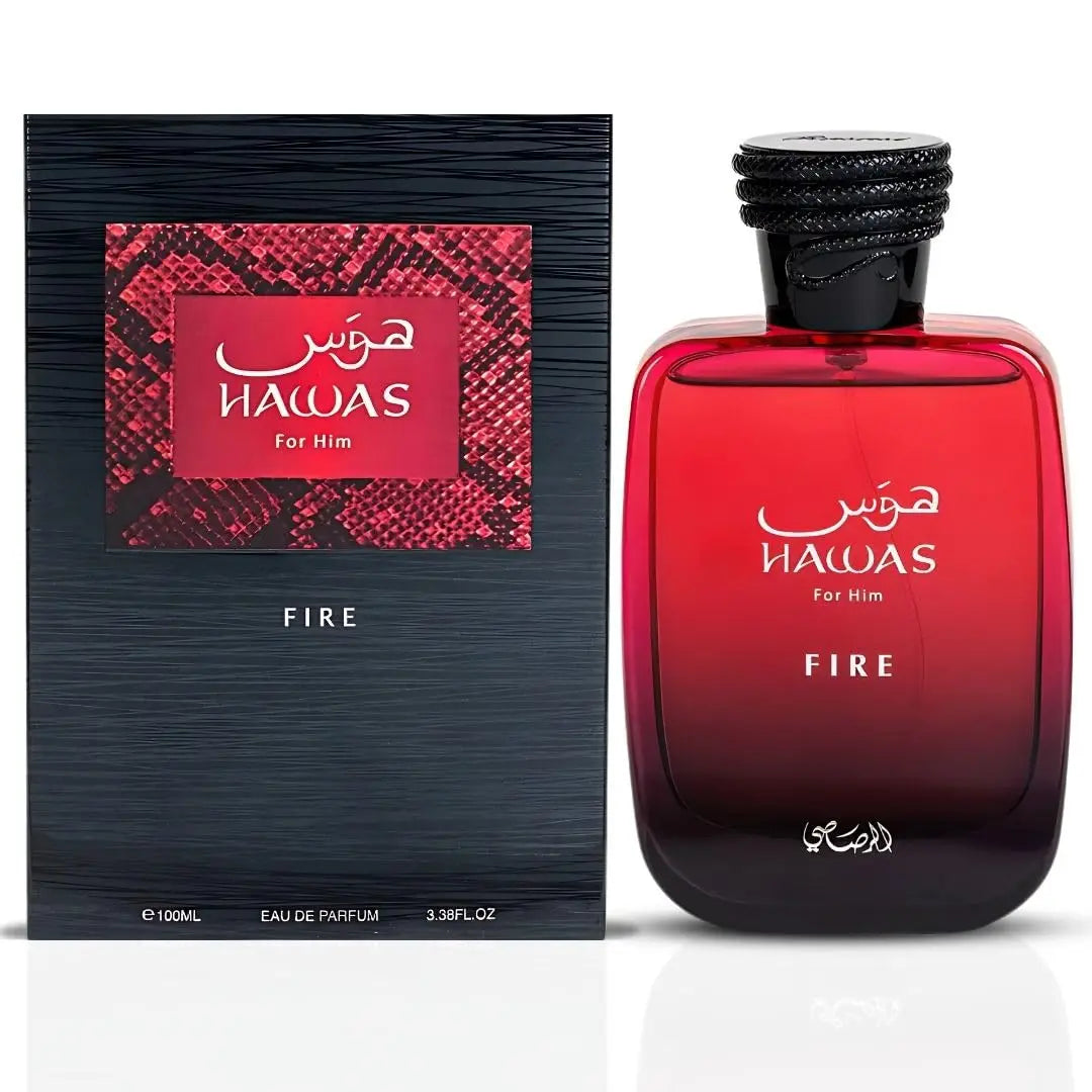 RASASI Hawas Fire Eau De Parfum Spray 100ml (3.4oz) - Bold and Long-Lasting Arabic Perfume with Fiery Essence
