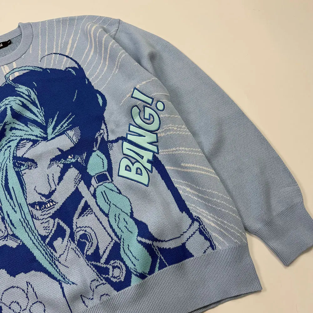Heavyweight Anime Character Y2K Style Oversized Knitted Sweater Couple Loose Autumn Winter Overhead Knitted Pullover