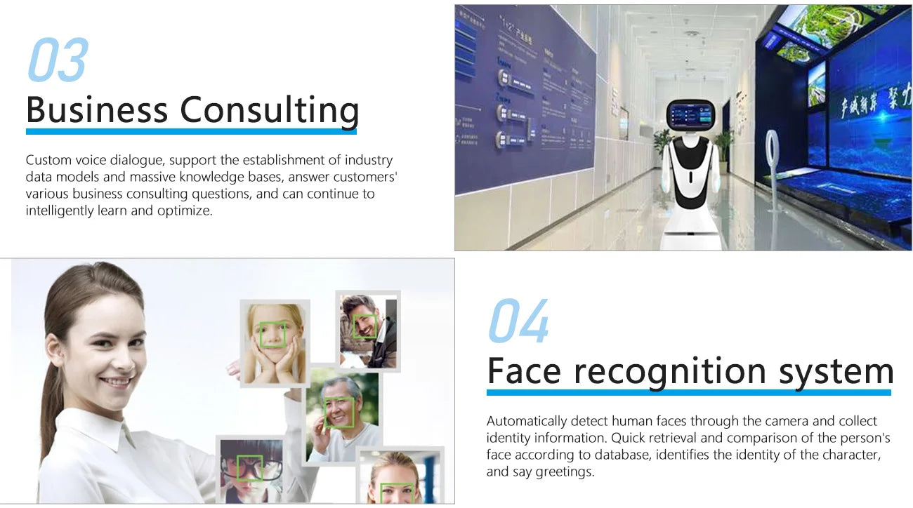 Smart Timo AI Service Robot with ChatGpt Face Recognition Voice Interaction Reception Robot