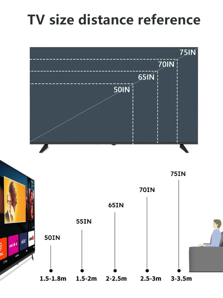 Global Version Android 11 Smart TV, 32 40 43 50 Inch, 4K UHD Frameless LED TV, WiFi Bluetooth Netflix YouTube Google Play HDR10