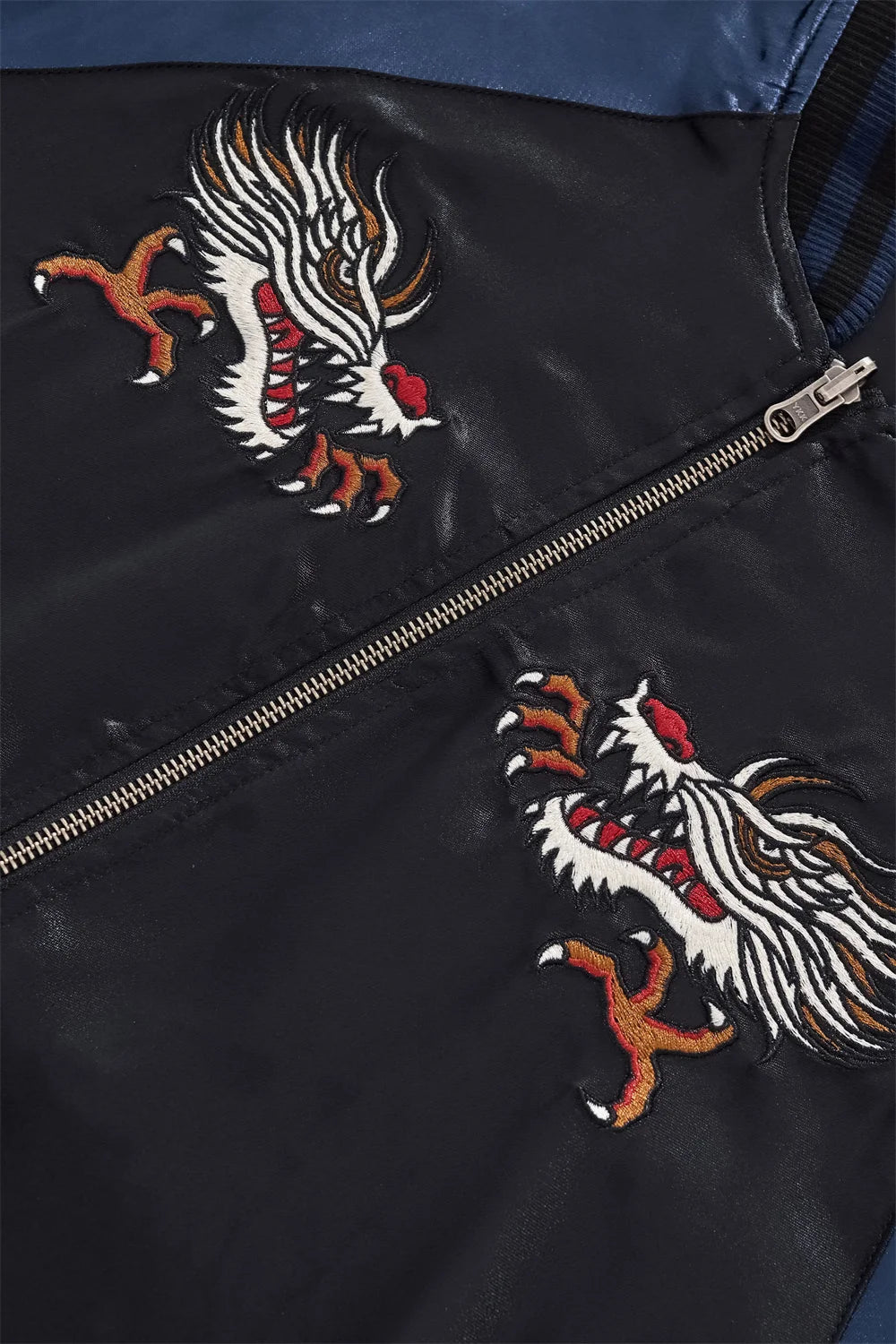 Tokyo Dragon Embroidered Zipper Blue Jacket Streetwear Hip Hop Men's Harajuku Japanese Baseball Coat Clothing