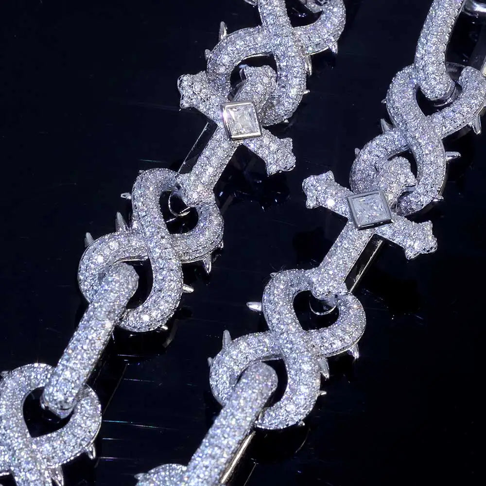 Wholesale Fine Jewelry Cross Moissanite Necklace 925 Sterling Silver Vvs Diamond Iced Out Moissanite Chain Men