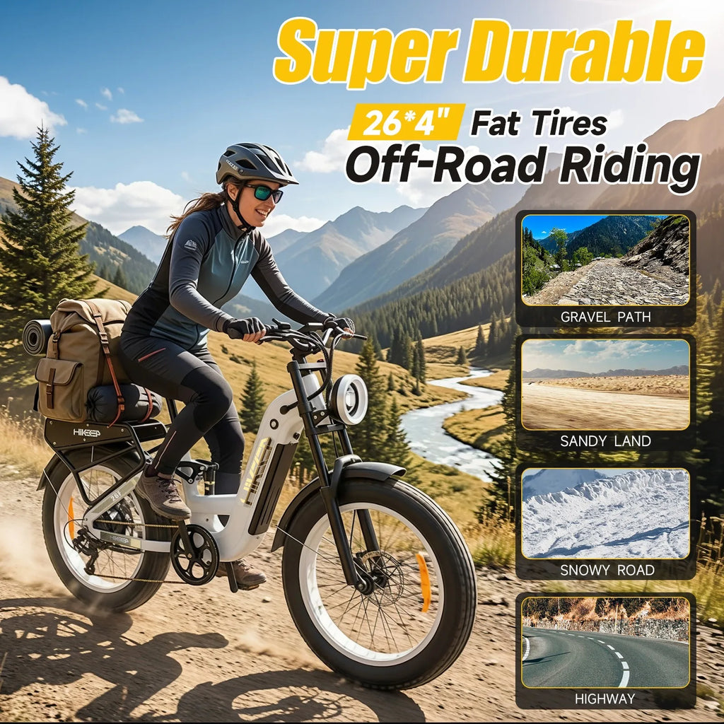 1500W Peak Electric Bike 48V 25Ah 26" Commuter E-Bike 30MPH Fat Tire bike