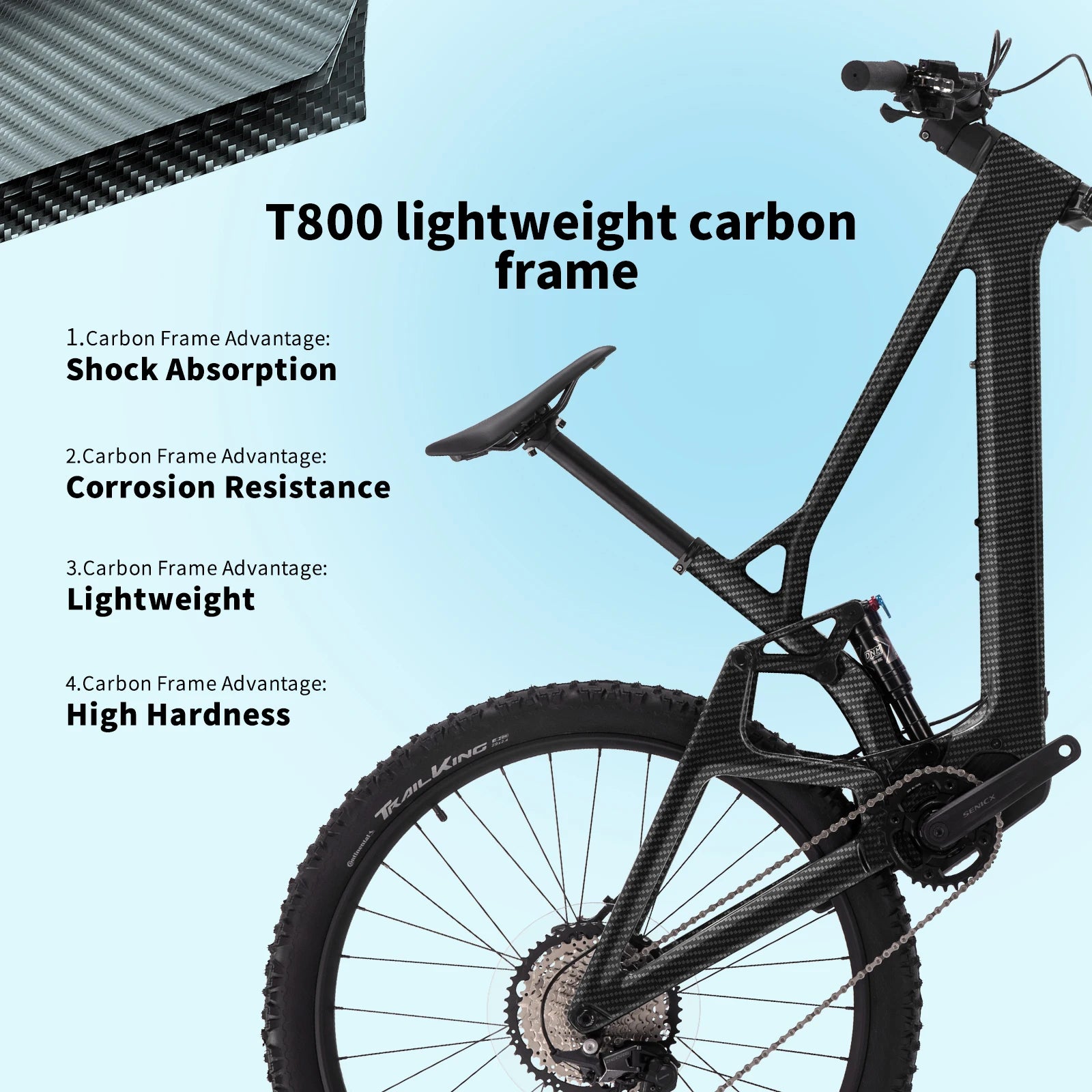 SAVA E-BIKE Mountain Bike 36V 10Ah Full-Suspension Carbon Fiber Mountain Bike 70km Range 12-Speed Electric-Assist Mountain Bike
