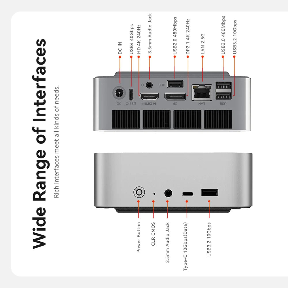Beelink SER9 Pro AMD Ryzen AI9 HX370 Powerful AI PC 32G DDR5 1T NVME SER10 Max HX470 H255 Gaming PC PCIe4.0 SSD Desktop Computer