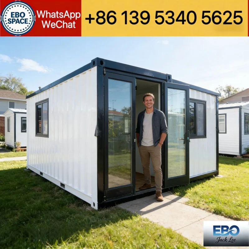 EBO Expandable Container House, Foldable Prefabricated House, Portable Modular House with Bathroom and Kitchen, Multipurpose