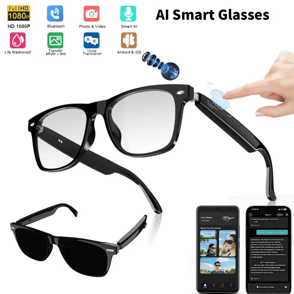4-in-1 4K Smart AI Glasses 800W pixel AI Shooting Camera HD Photo Video Voice Call Translation Waterproof Bluetooth AI Glasses