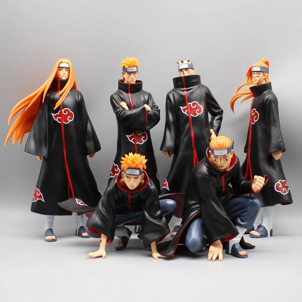 37cm Naruto Akatsuki Figure 6 Pcs/Set Uchiha Itachi Madara Konan Hidan Ninja Super Anime Scene Figurine Decoration Model Toys