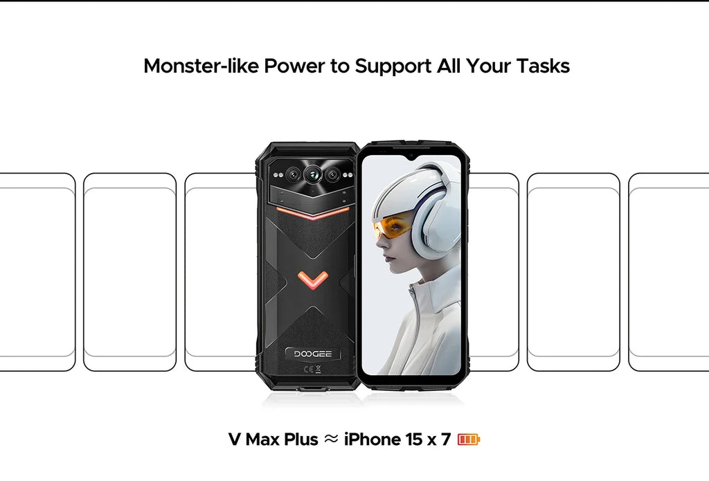 DOOGEE V Max Plus Rugged Phone 6.58" Display Dimensity 7050 Telephone Portable 36GB+512GB 22000mAh 200MP Smartphone Android 14