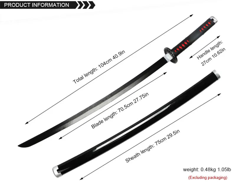 104cm Anime Slayer Katana Sword Kimetsu no Yaiba Wooden Cosplay Anime Weapons Sword Toy Katanas with Display Stand and Belt