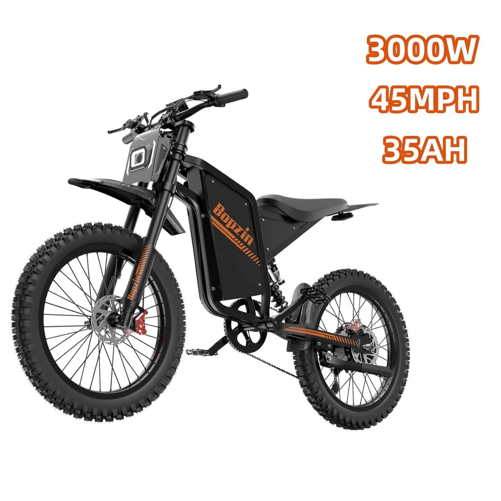 Electric Dirt Bike for Adults 45MPH 25" Fat Tire 3000W Electric-Motorcycle 60V 35AH Dual Hydraulic Brakes Full Suspension