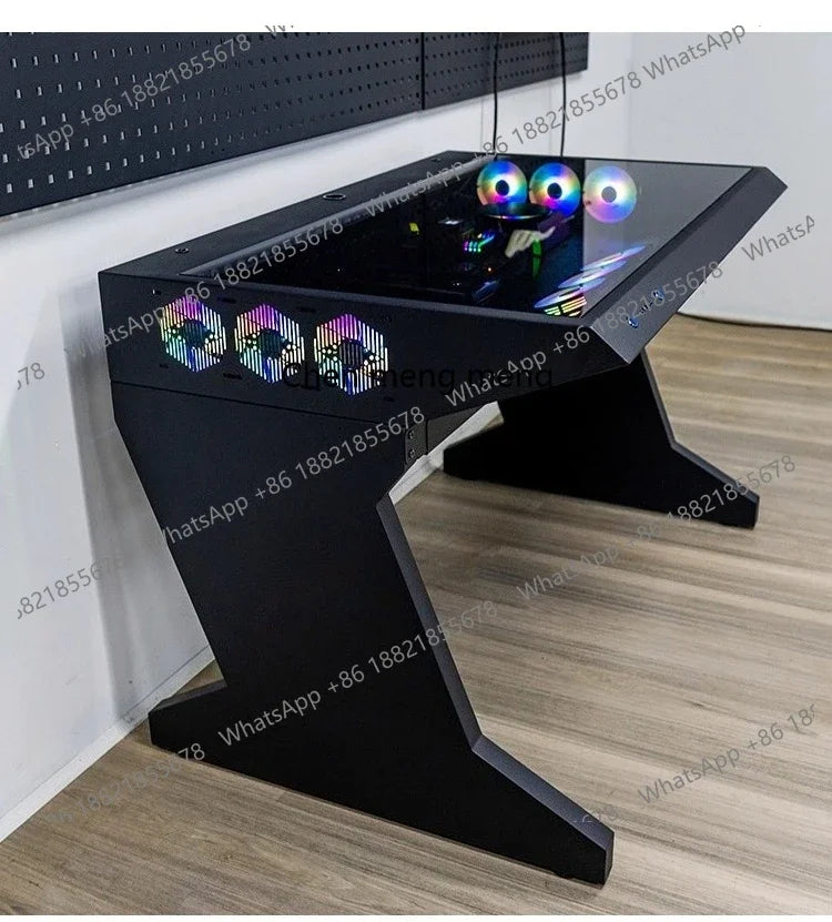 btooer Computer Case All-in-One Desk Cool Sci-fi Water Cooling Irregular Built-in Fully Transparent Large Case E-sports