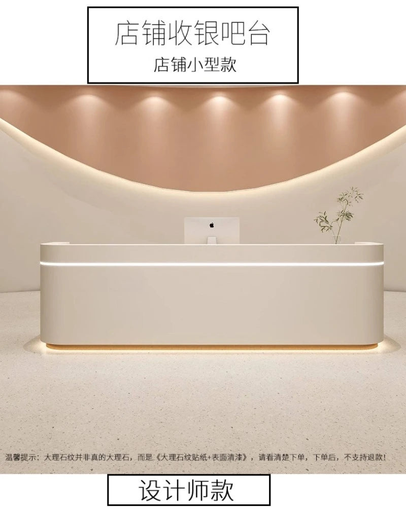 Nordic Cream Style Reception Desk Simple Company Beauty Salon Cashier Counter Training Institution Hospital Office Furniture FYR