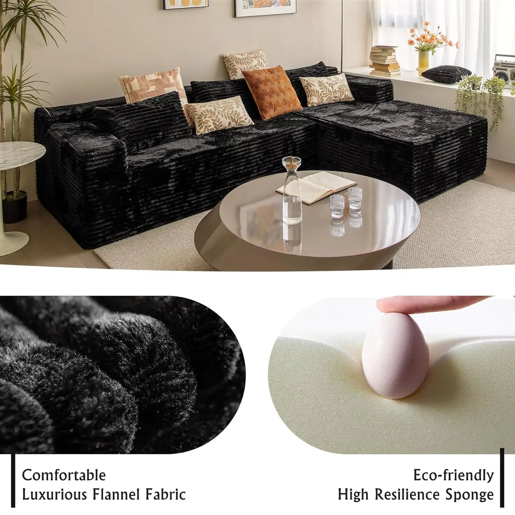 Sectional couches for Living Room Corduroy Couch, 104" Cloud Sectional Couch with L-Shape Chaise, Modern Modular, Customized