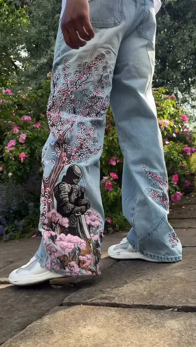 Streetwea Retro Dragon Graphic Jeans Y2K Style Clothing Men Women Japanese Gothic Style Baggy Jeans Black Pants Wide Leg Trouser
