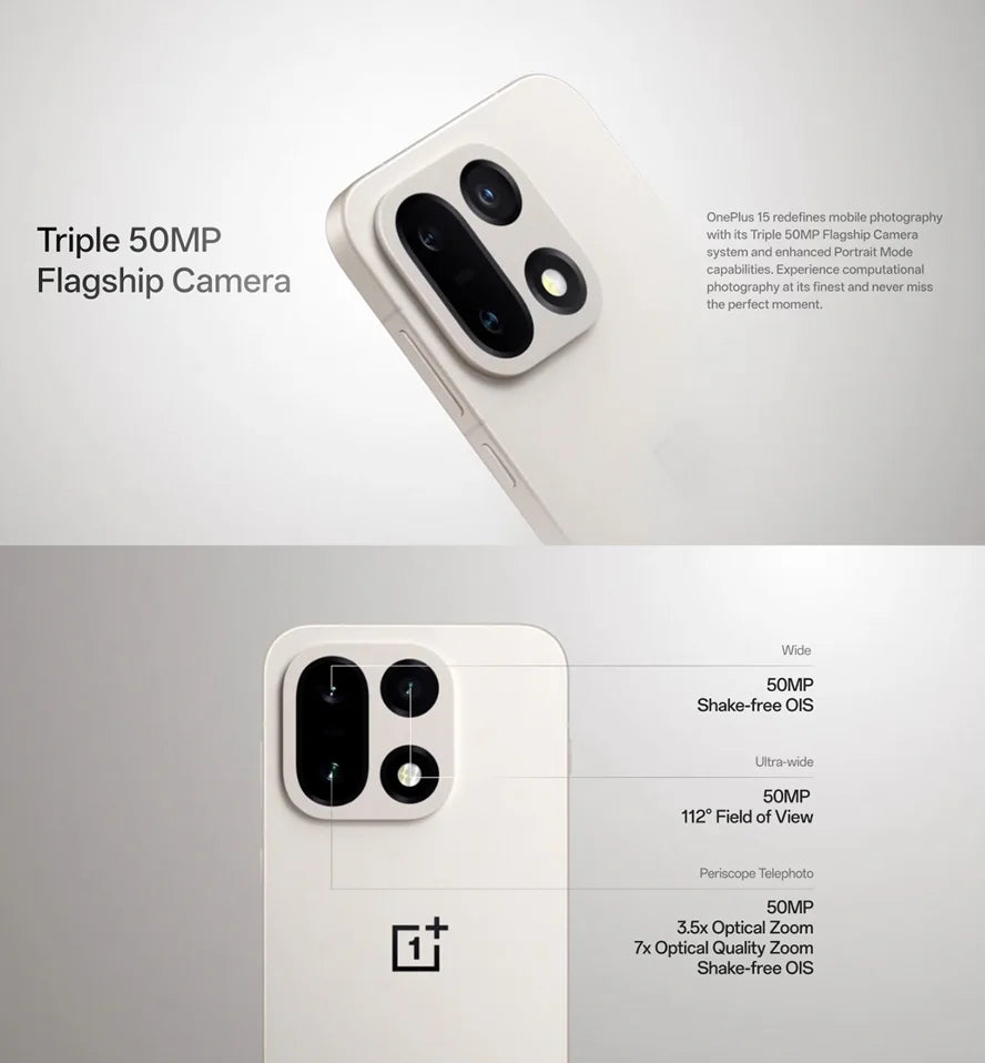 World Premiere OnePlus 15 Global Version Smartphone Snapdragon 8 Elite Gen 5 165Hz Display 7300mAh Battery 120W SUPERVOOC Charge