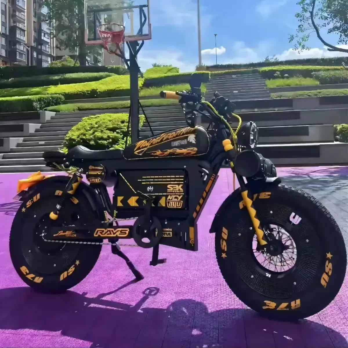 Ebike ZPW Black Warrior 3000W 60V 45AH Camping Motorcycle, Adult Electric Bike 20 Inch Fat Tire Electric Bike