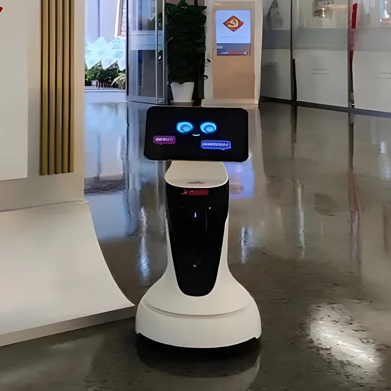 Intelligent artificial intelligence delivery humanoid commercial robot welcome greetings reception