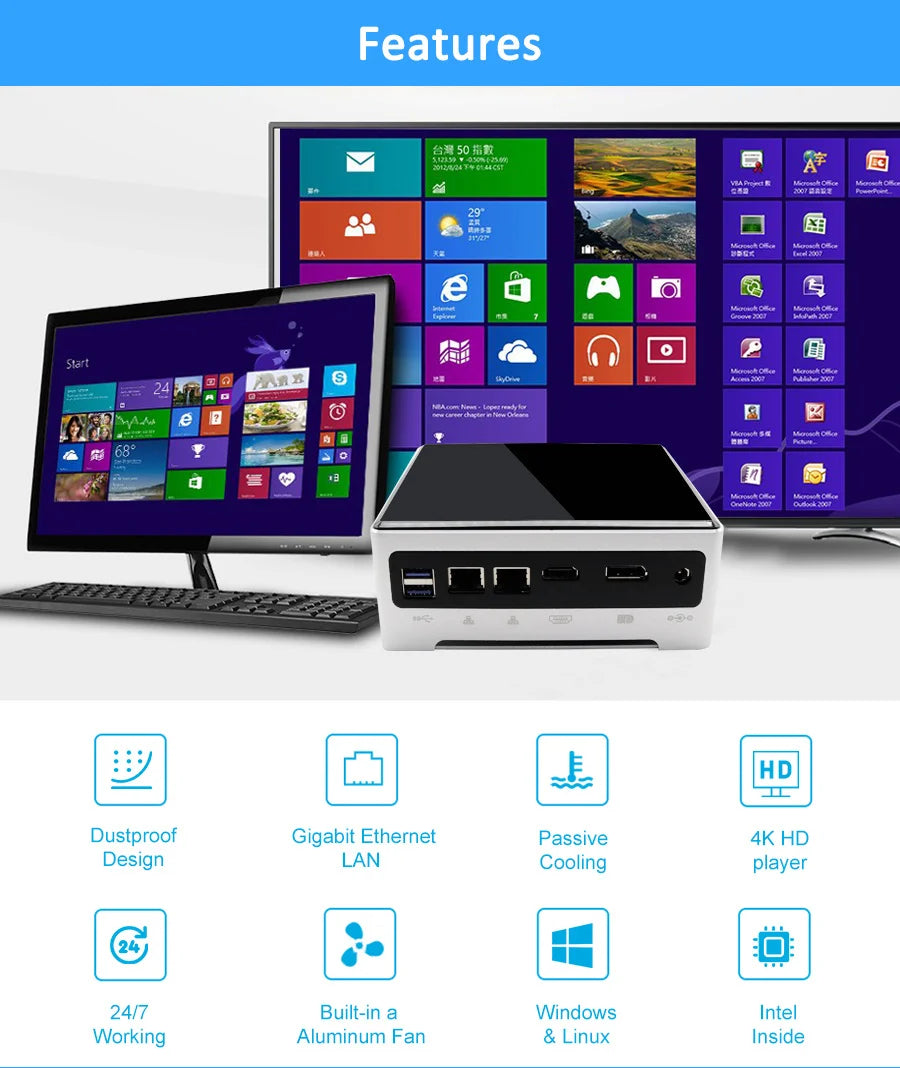Mini PC Intel Core I7 10870H 10th Dual Lan HD DP1.2 Windows 10 Home Office Business Gaming Desktop Computer 16G DDR4 1TB NVME