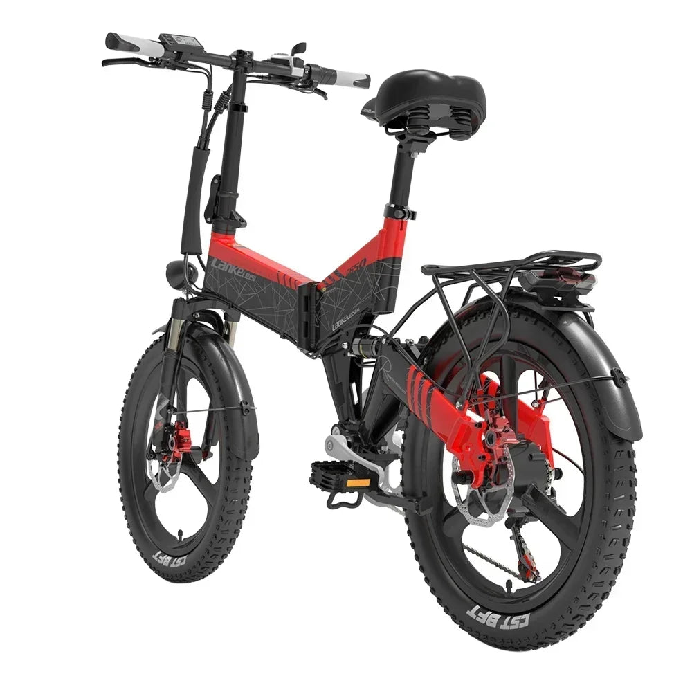 Electric Bicycle LANKELEISI G650motor 500w battery 48v12.8ah mini Folding e-bike urban leisure 20inch shock absorption E-bike