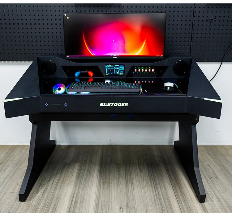 Computer chassis integrated table fully transparent water-cooled large chassis special-shaped computer table e-sports table