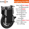 KingSong F22 Pro 176.4V 3108Wh 5500W Motor Samsung 50S 130km/h 10mm Suspension Travel Off-Road Tire Electric Unicycle