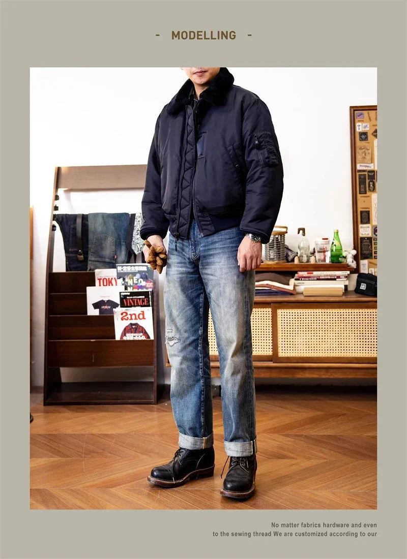Flight Red Tornado B-15C Jacket Heavy Duty Wool Insulated Coat Winter Men Windbreaker With Fur Collar 2026ss design