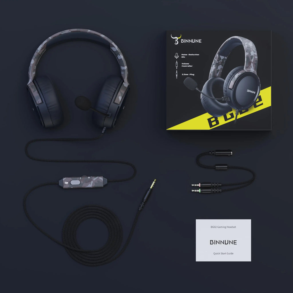 BINNUNE Gaming Headset with Mic for PS4 PS5 Xbox Series X|S Xbox One PC Switch Wired Gaming Headphones for Playstation 5 Xbox 1