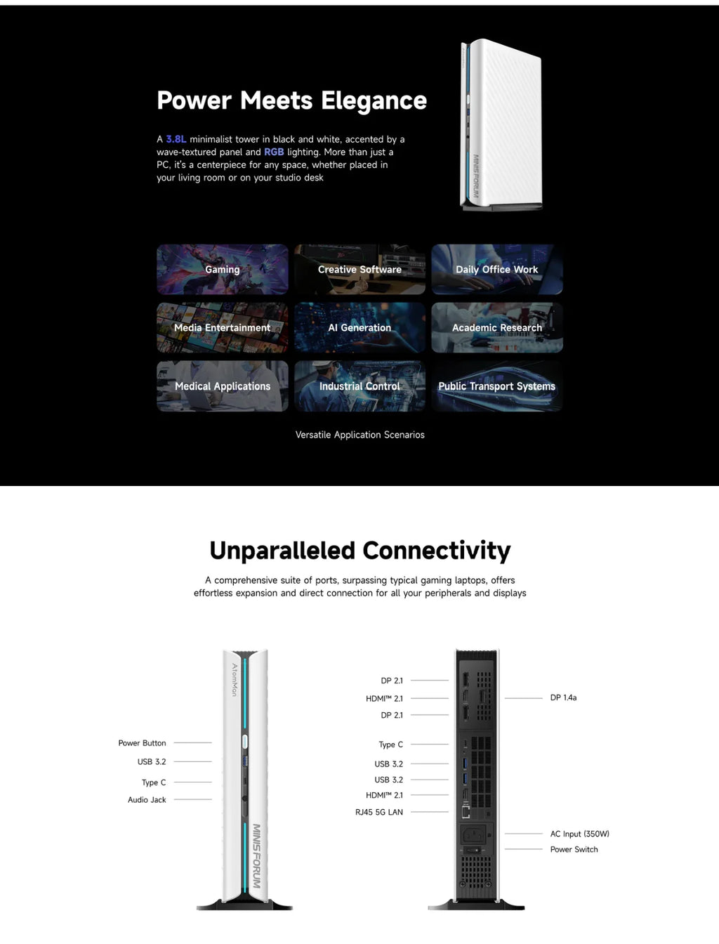MINISFORUM G1 Pro Mini PC, Ryzen R9-8945HX, RTX5060 GPU, AI Gaming Desktop, OpenClaw Support