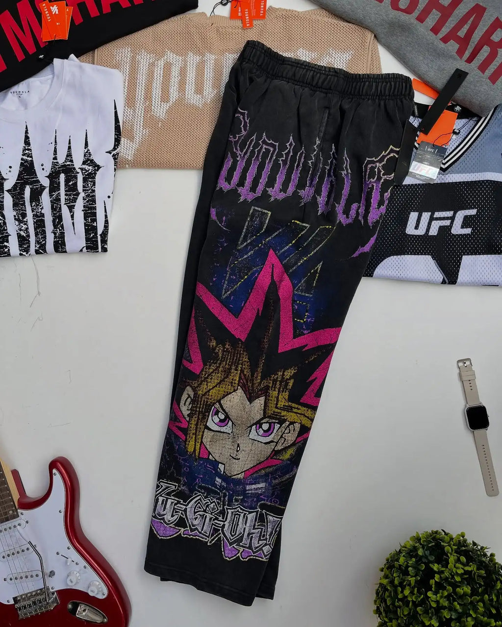 Yu-Gi-Oh Y2k Pants Kaiba Print Baggy Jeans Men Elastic Waist Streetwear 2000s Joggings Casual Pants Gym Trousers Men Clothing