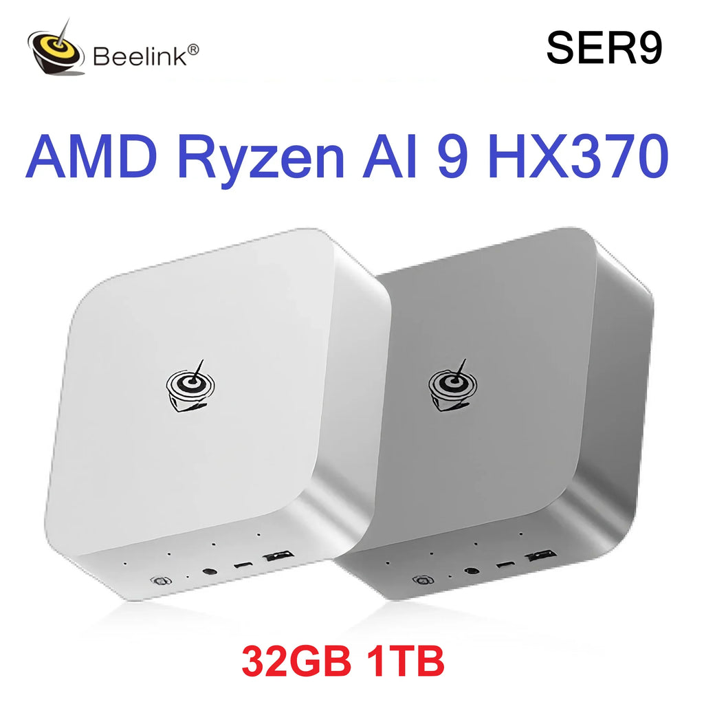 Beelink SER9 Pro AMD Ryzen AI 9 HX 370 / R7 H255 Powerful AI PC LPDDR5X 8000MHz Mini Gaming PC NVMe SSD Desktop Gamer Computer