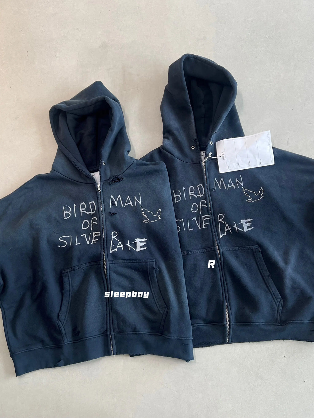 Paly Hollywood 25ss Birdman Medal Rhinestone Zipper Old Damaged Hoodie Jacket