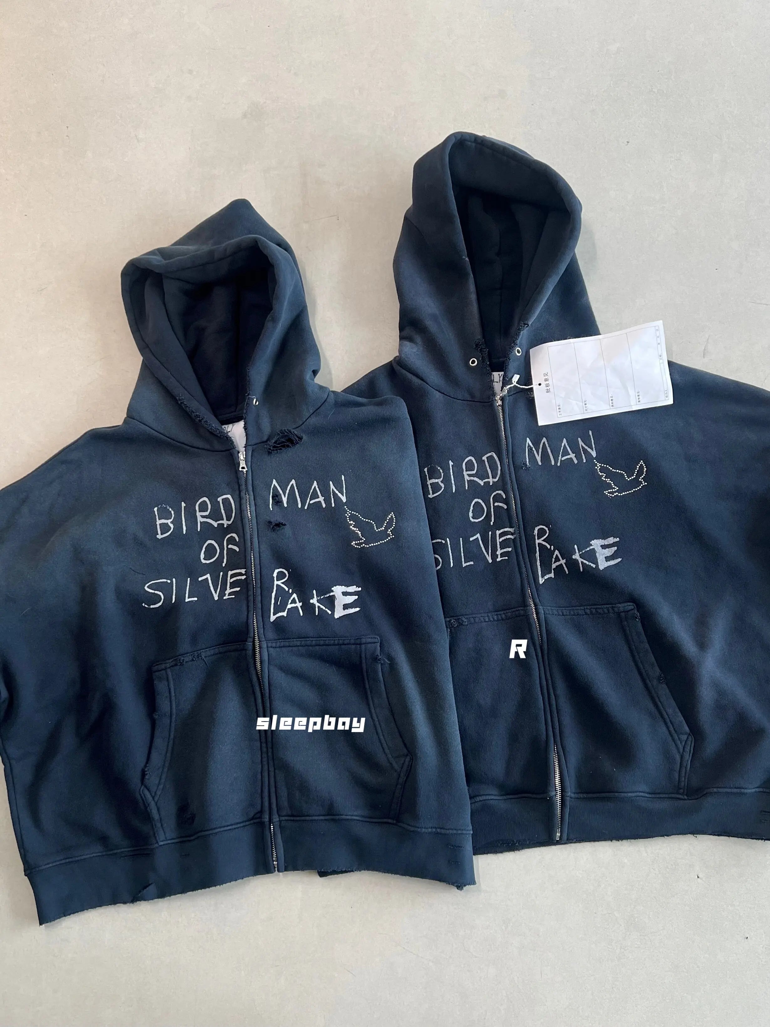 Paly Hollywood 25ss Birdman Medal Rhinestone Zipper Old Damaged Hoodie Jacket