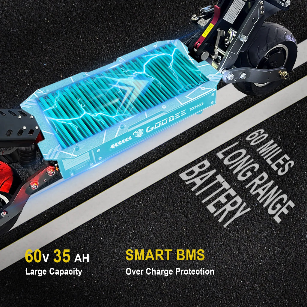 ZonDoo Pro 6000W 60V 38AH Dual Motor Electric Scooter Max Speed 95KM/H Max Mileage 90-110km 11 Inch Road Tyre Electric Scooter
