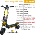 Original Newest Kaabo Wolf King GTR Max 72V 40Ah Battery 72V 100A 2-in-1 FOC Controller TFT display IPX7 Kaabo Electric Scooter