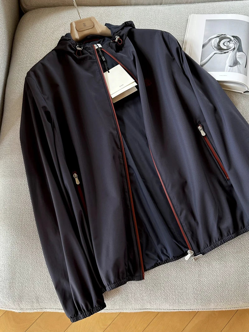 ALIN BC Top Line Microfiber Lightweight Tech Fabric Casual Men's Hooded Spring Autumn Jacket Outerwear Standard Fit Long Sleeve