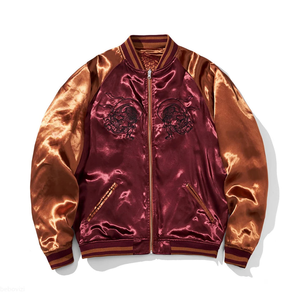 Mens Baseball Jackets Hip Hop Japanese Anime Demon Embrodiery Bomber Coats Streetwear Harajuku Motorcycle Jacket Clothing